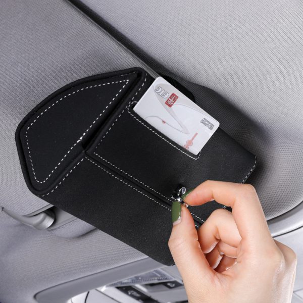 Car mounted glasses storage box bayonet storage bag Sunglasses car sun visor glasses clip multi-functional vehicle