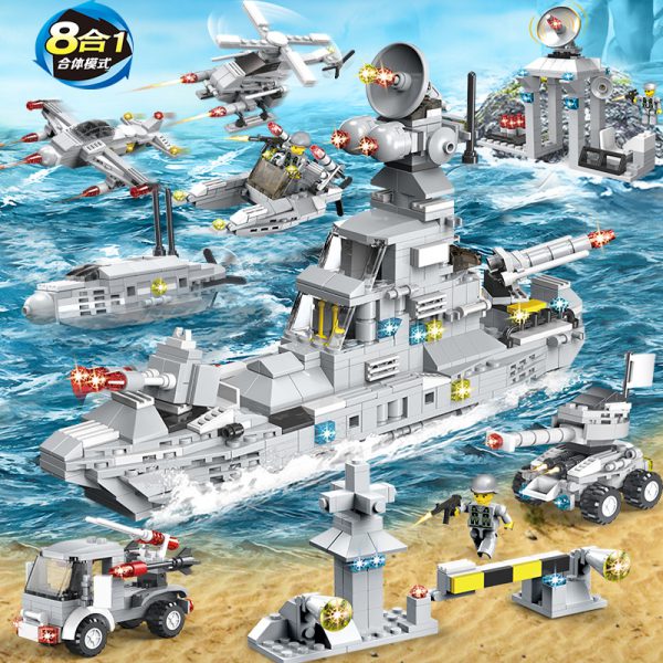 Lego building blocks compatible with military aircraft carrier small particles children’s intelligence, brain power, assembling and inserting boys’ toy bags