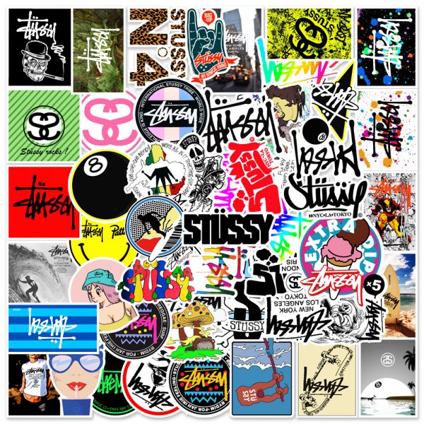 50 chaopai series notebook skateboard luggage car water cup graffiti decoration sticker wholesale