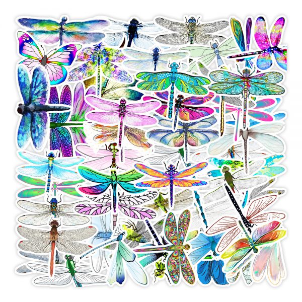 50 cute cartoon Dragonfly notebook suitcase skateboard water cup graffiti decoration sticker wholesale