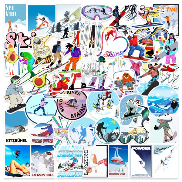50 sheets of sports, skiing, skateboarding, notebook, car trunk, water cup, graffiti and decorative stickers wholesale
